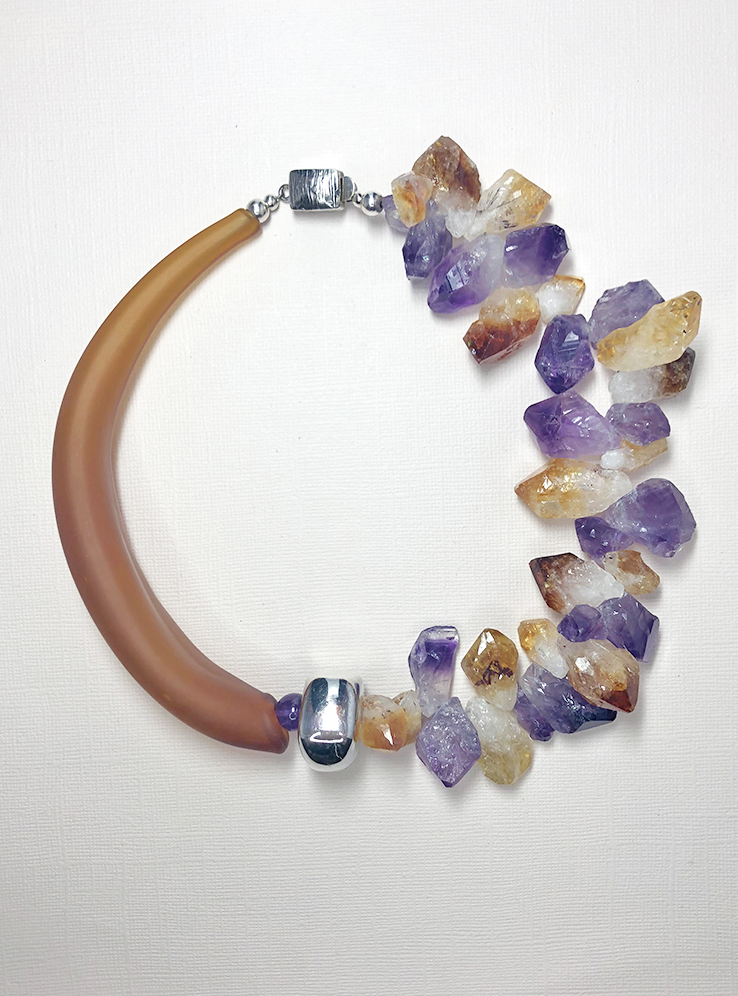 Blown Glass & Citrine, Amethyst Choker