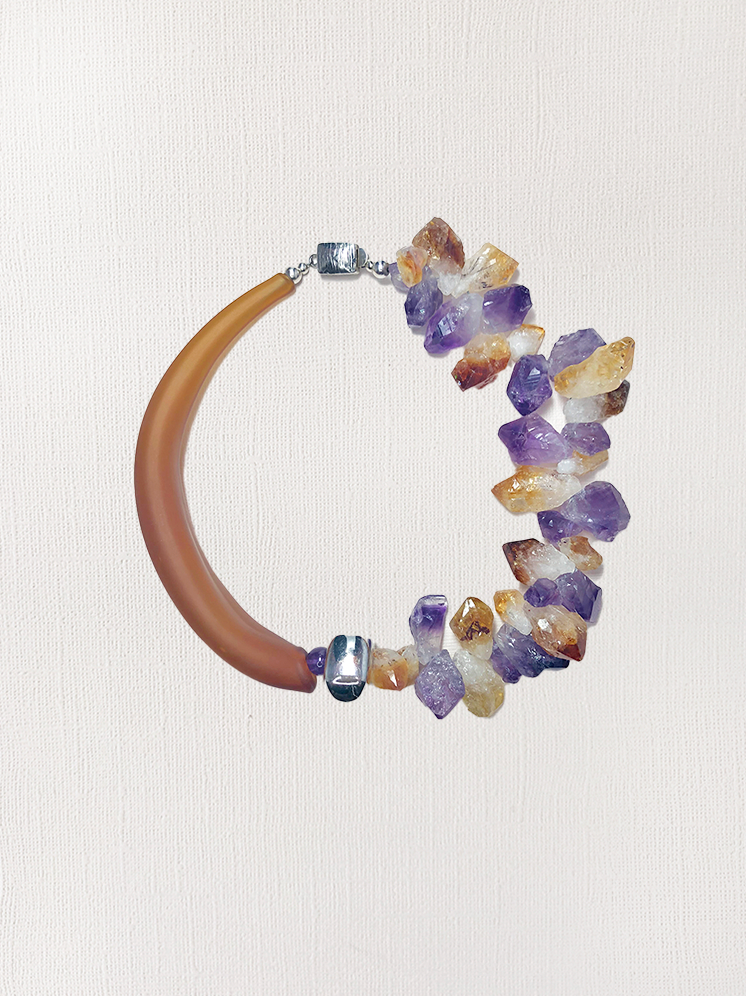 Blown Glass & Citrine, Amethyst Choker