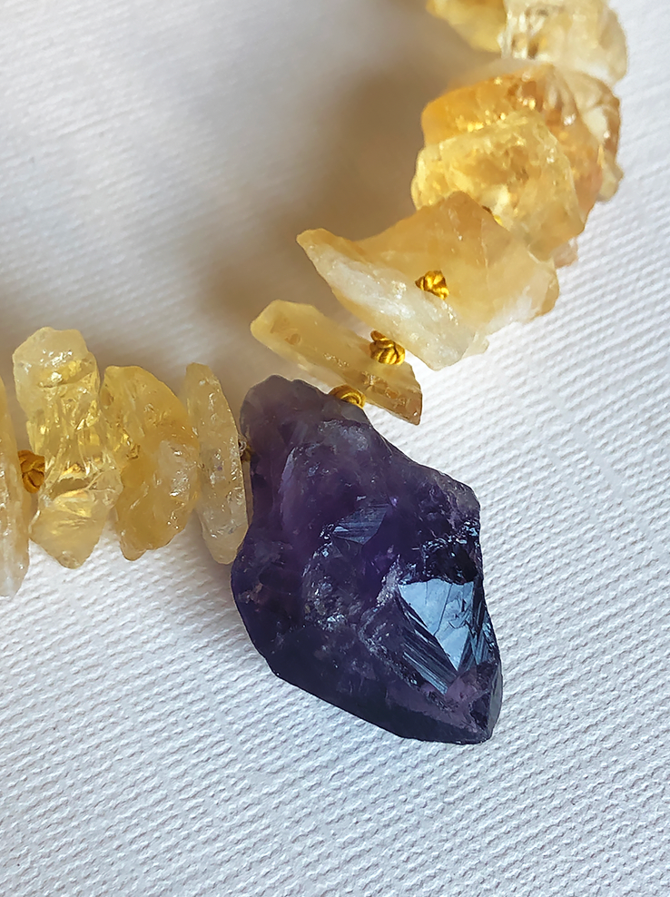 Citrine & Amethyst Pendant Necklace