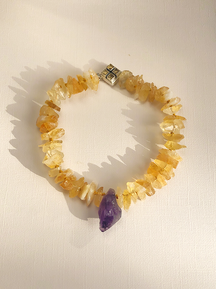 Citrine & Amethyst Pendant Necklace