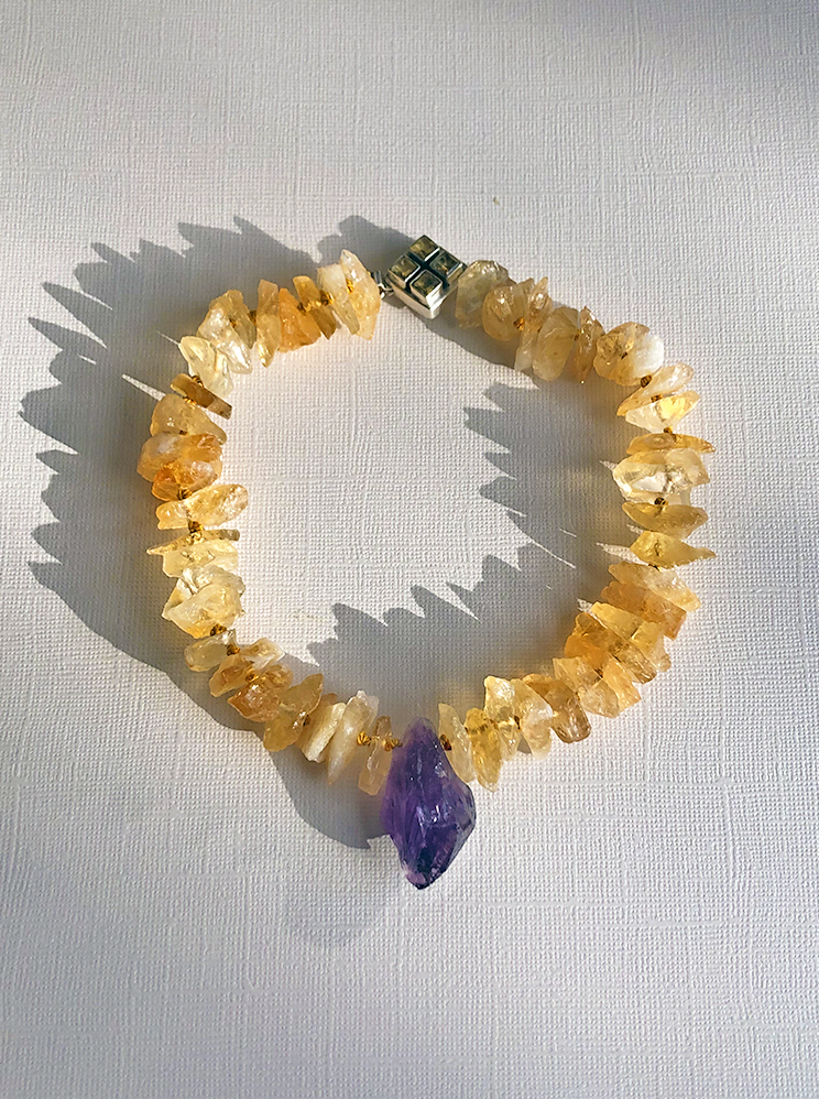 Citrine & Amethyst Pendant Necklace