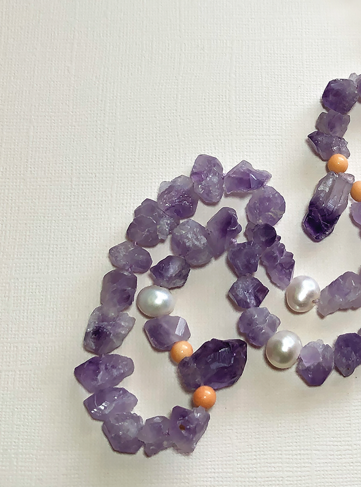 Amethyst & Coral Slip-on Necklace