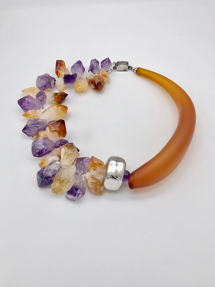 Blown Glass & Citrine, Amethyst Choker